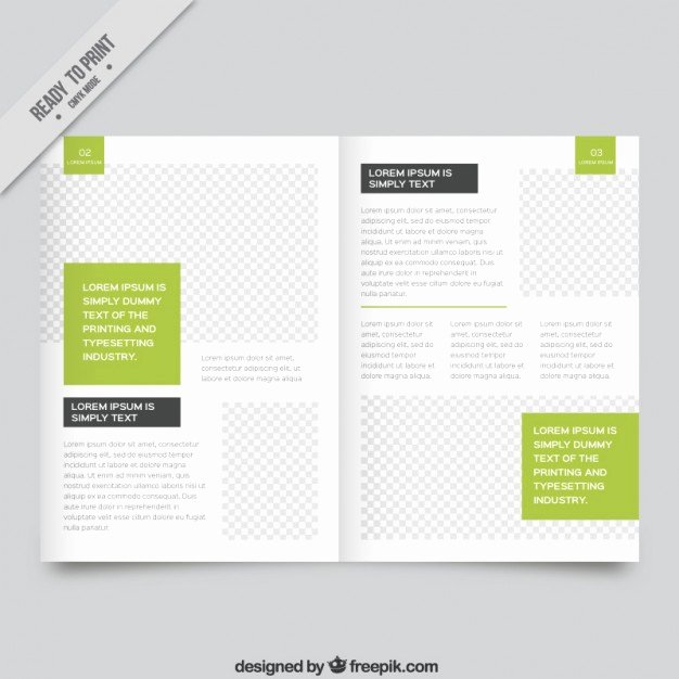 White Magazine Template with Green Parts Vector