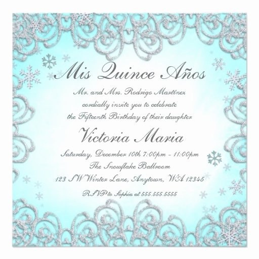 winter wonderland swirl snowflakes quinceanera invitation