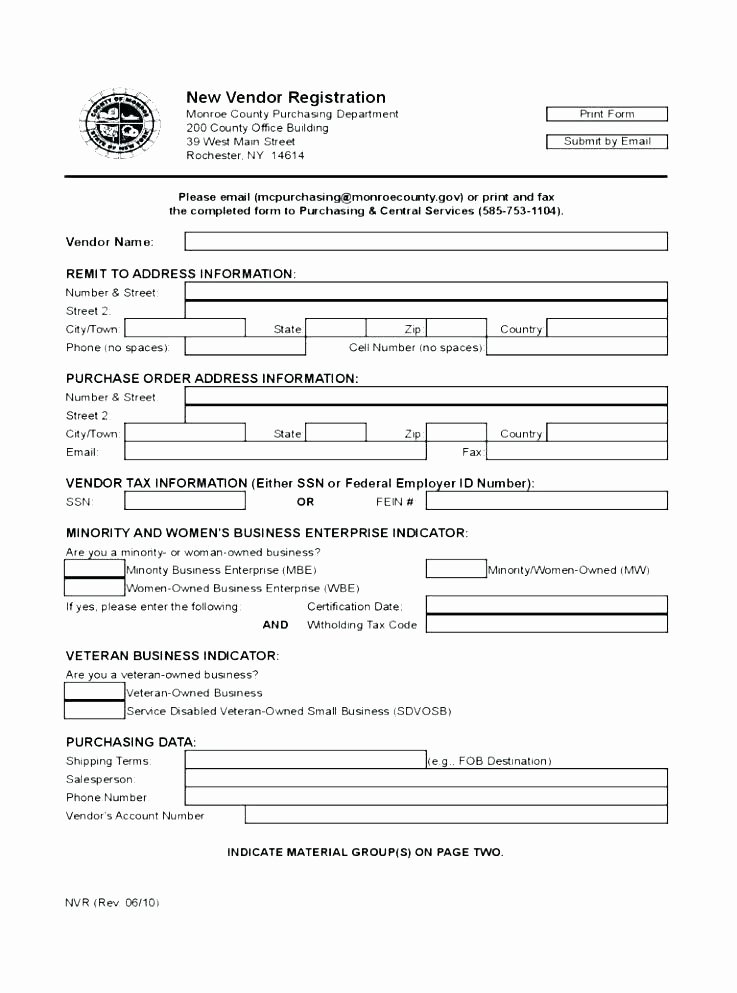 Word Application form Template Vendor Registration form