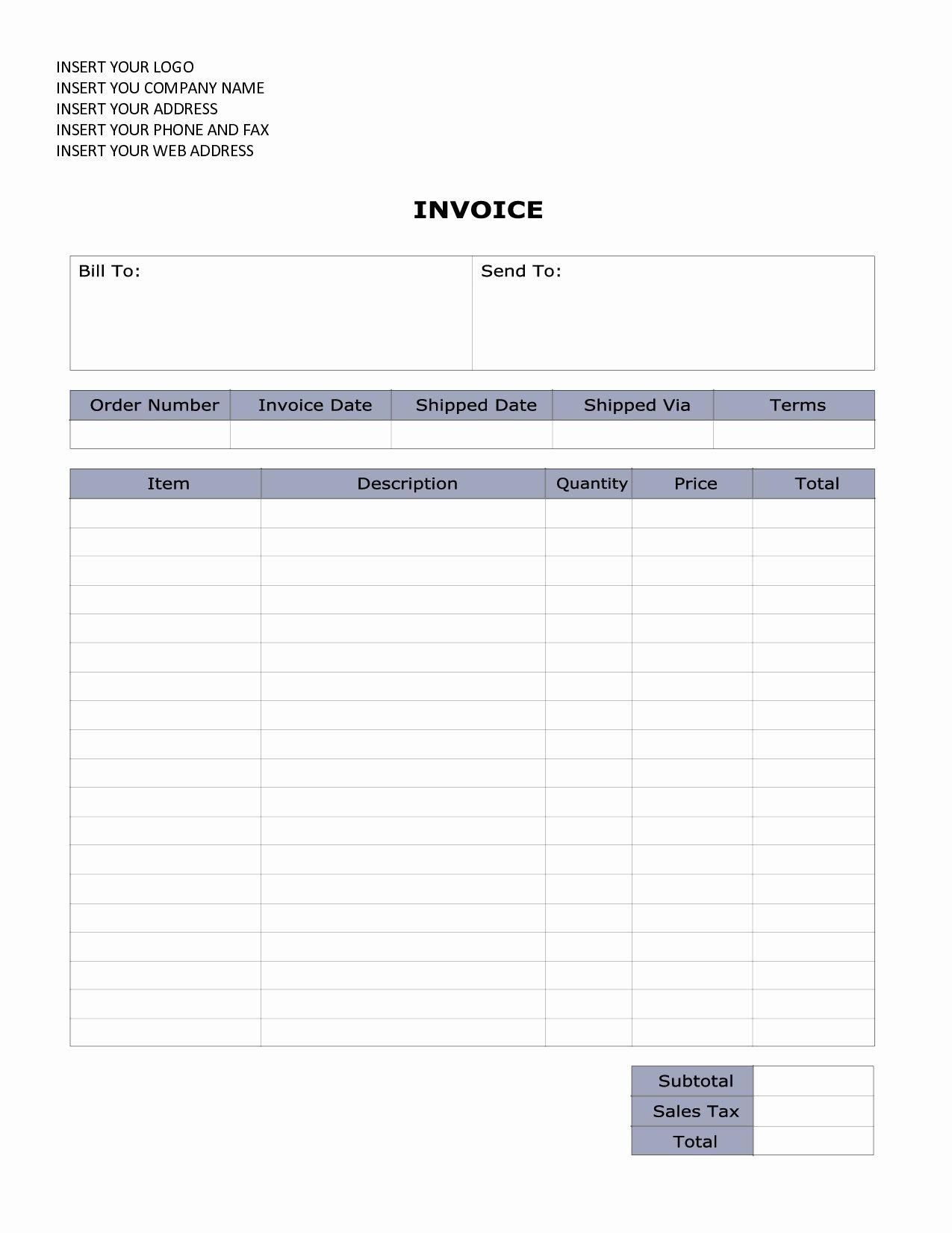 Word Document Invoice Template Sales Invoice Sample Word