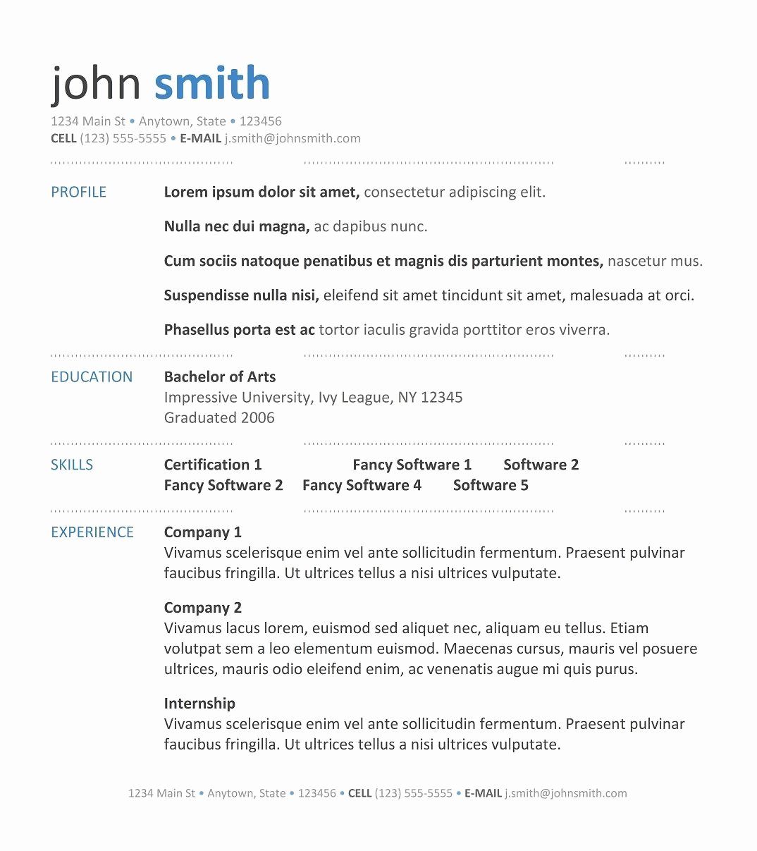 Word Document Resume Template