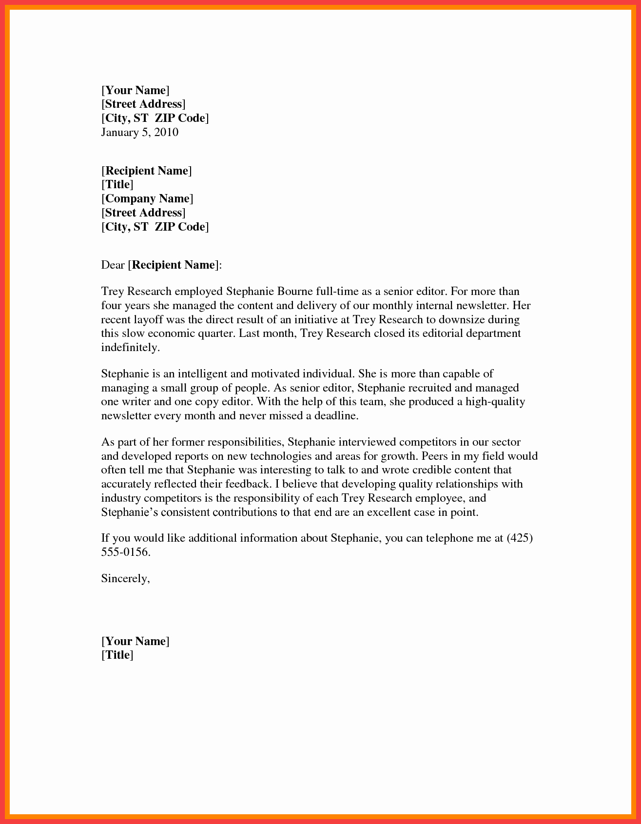 Word formal Letter Template