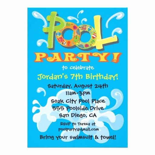 Word Pool Party Invitation Template