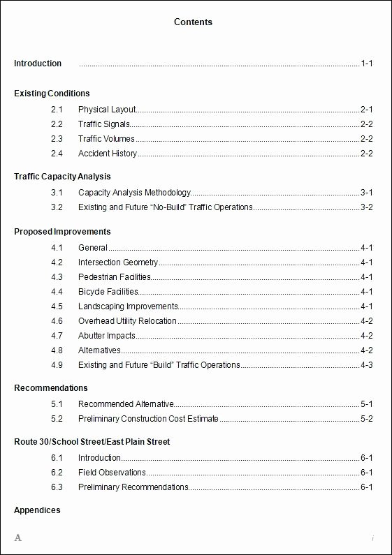 Word Table Content Free Download Contents Example Apa
