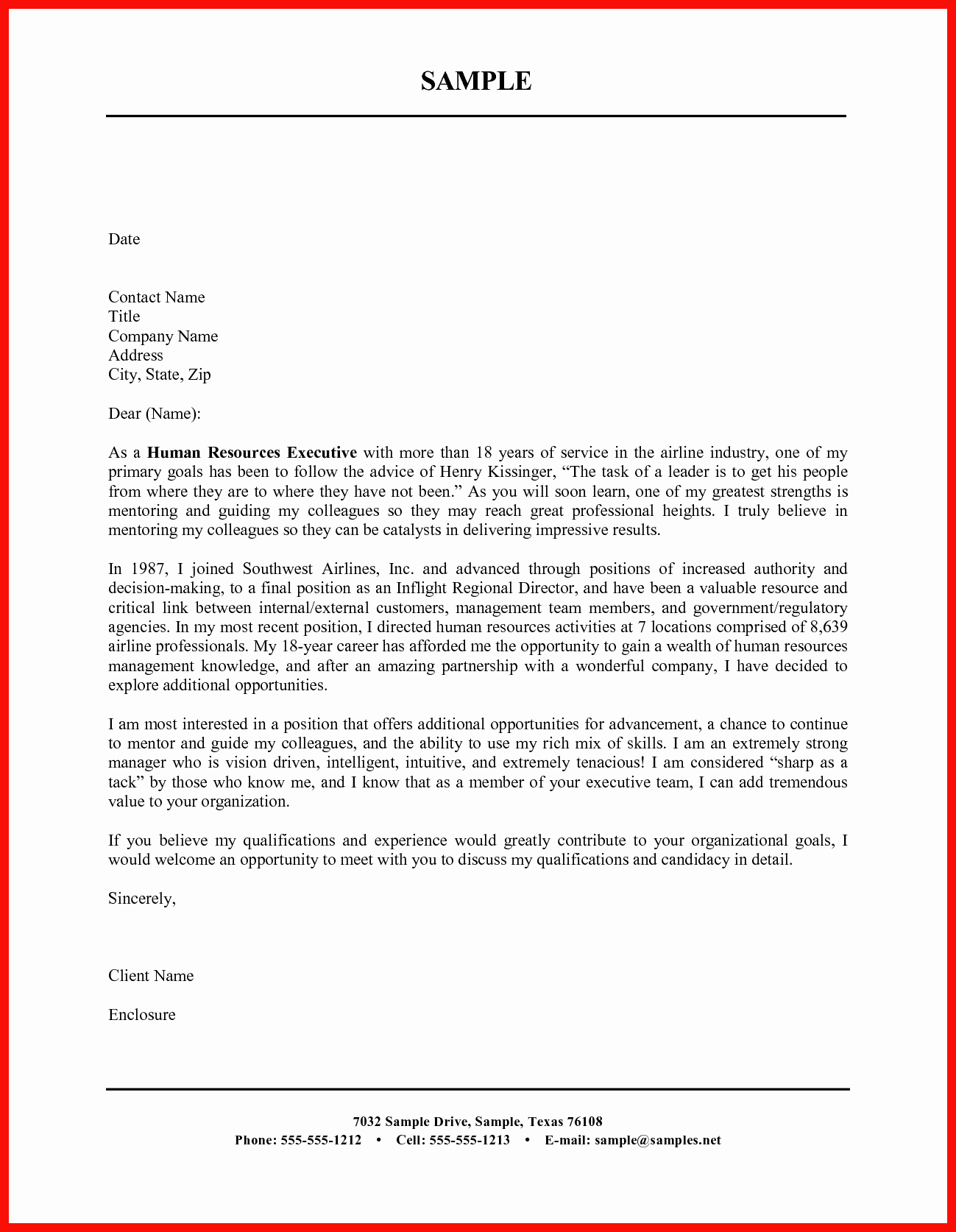 Word Template Cover Letter