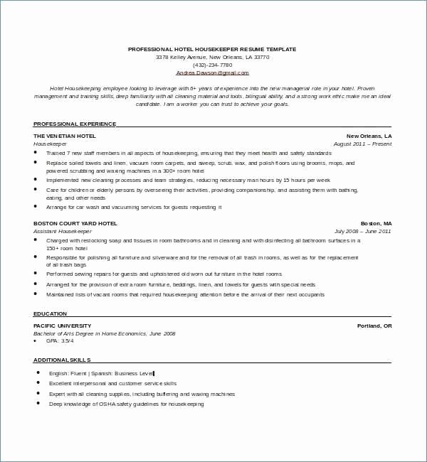 Work From Home Resume New 19 Housekeeper Resume