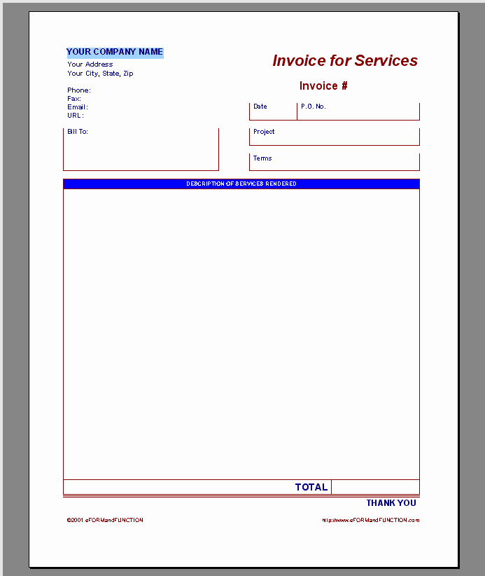 Work Invoice Template Word