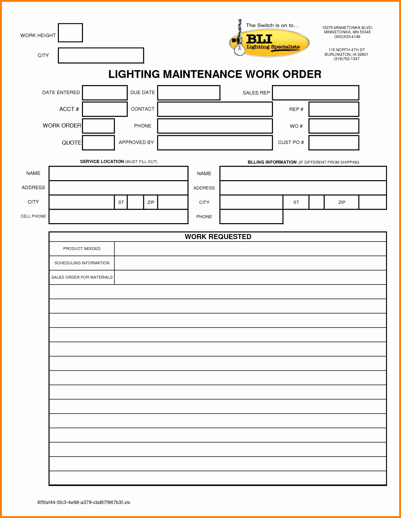 Work order Letter format for Contractor order