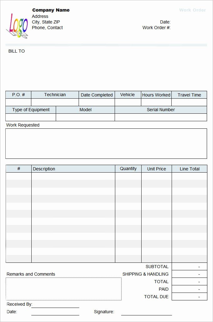 Work order Template – 20 Free Word Excel Pdf Document