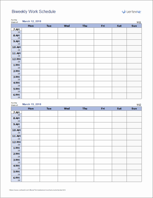 Work Schedule Template for Excel