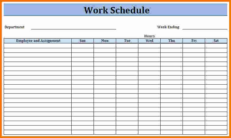 Work Schedule Template Weekly Schedule