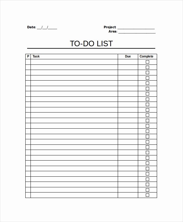 Work to Do List Template 6 Free Word Excel Pdf