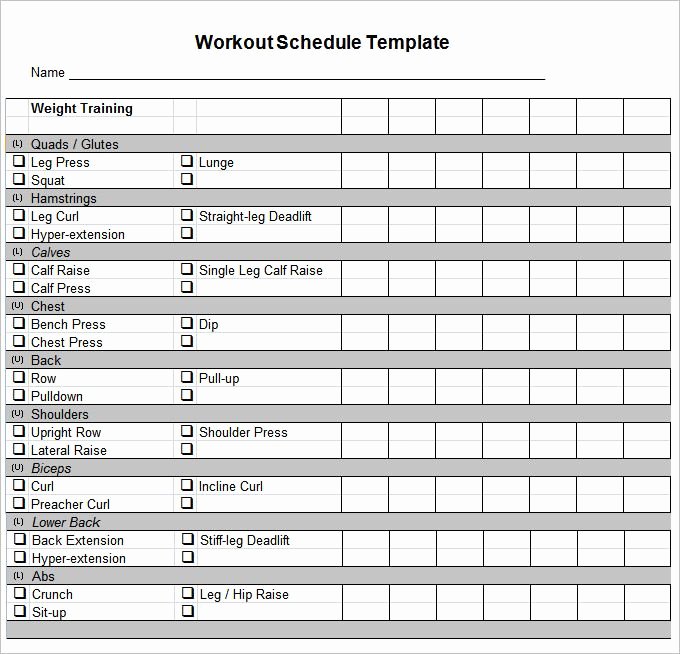 Workout Schedule Template 10 Free Word Excel Pdf