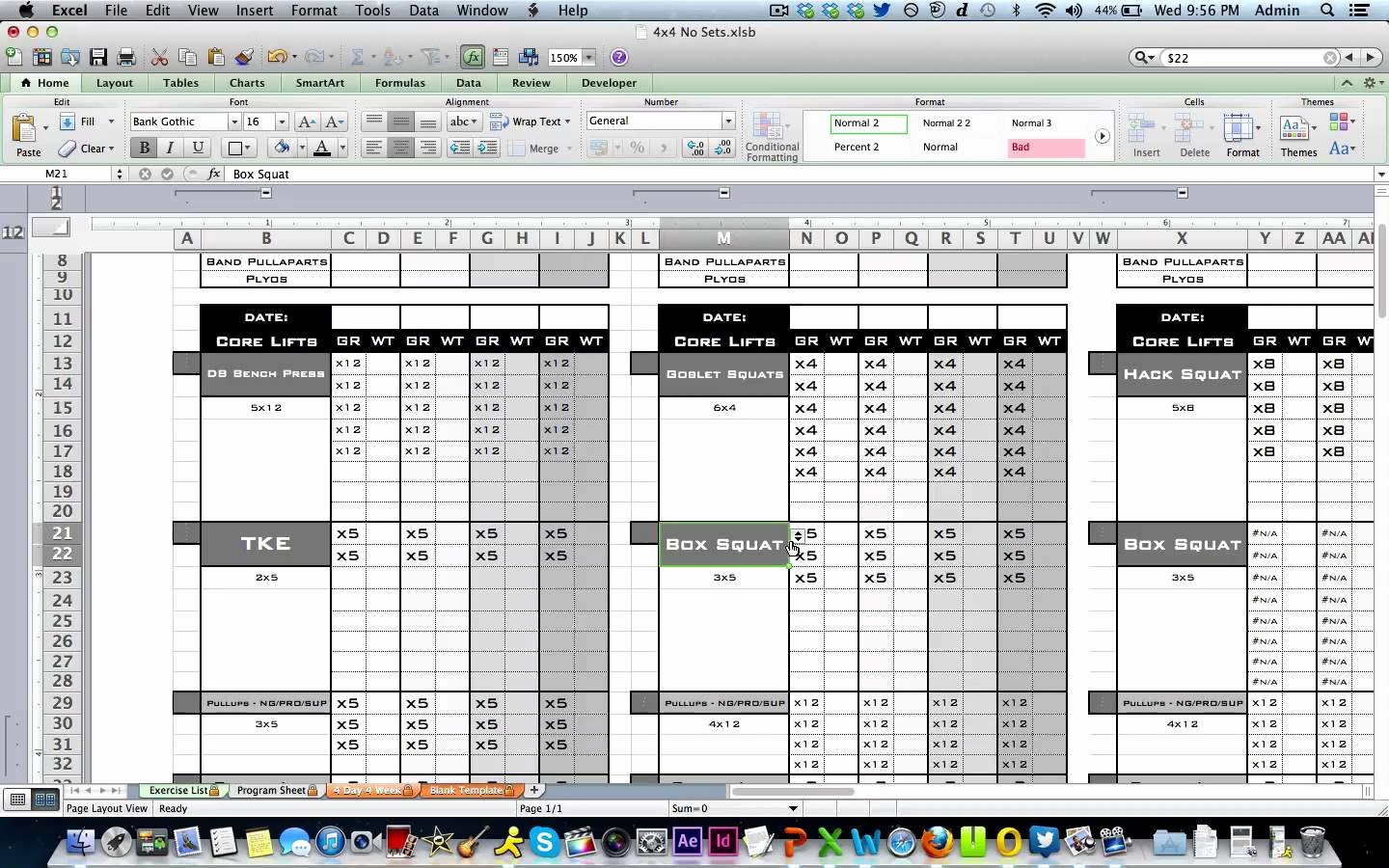 Workout Template Excel