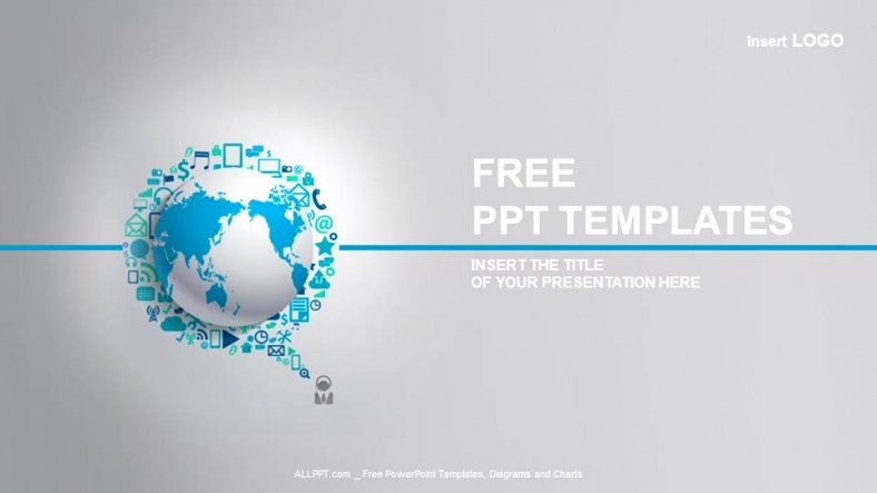 World Globe with App Icon Business Ppt Templates