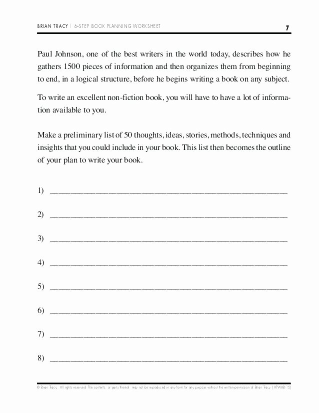 Writing A Book Outline Template