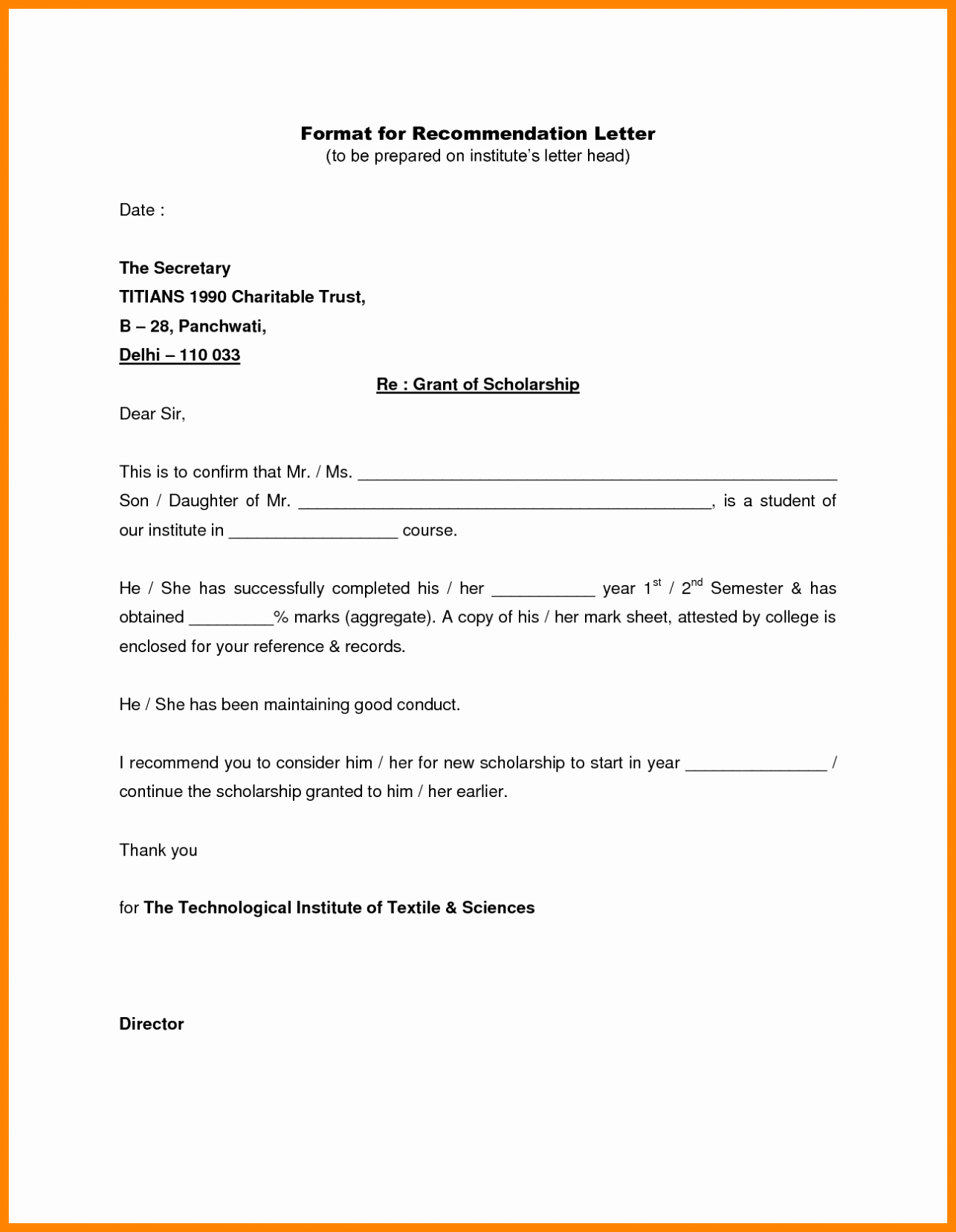 Writing A Letter Of Re Mendation Template Sample