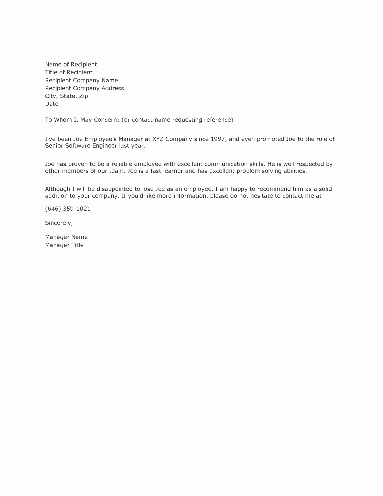 Writing A Reference Letter Example Samplebusinessresume