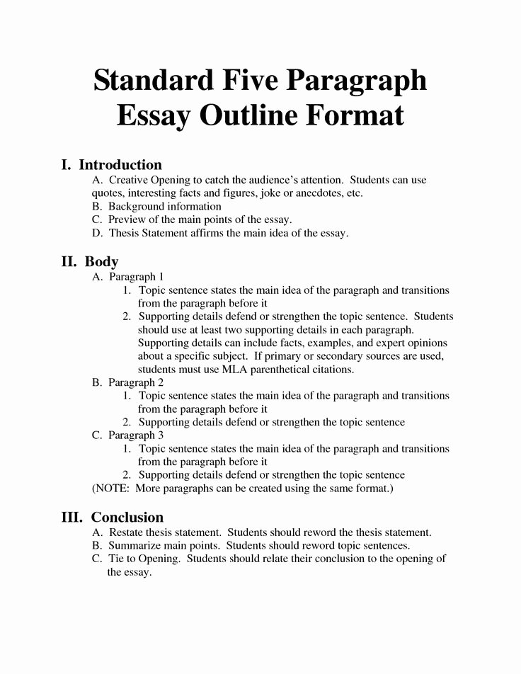Writing and Essay Outline the Writing Center