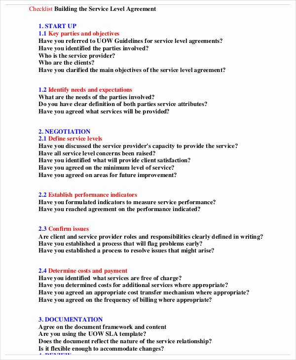 Writing Service Level Agreement Template