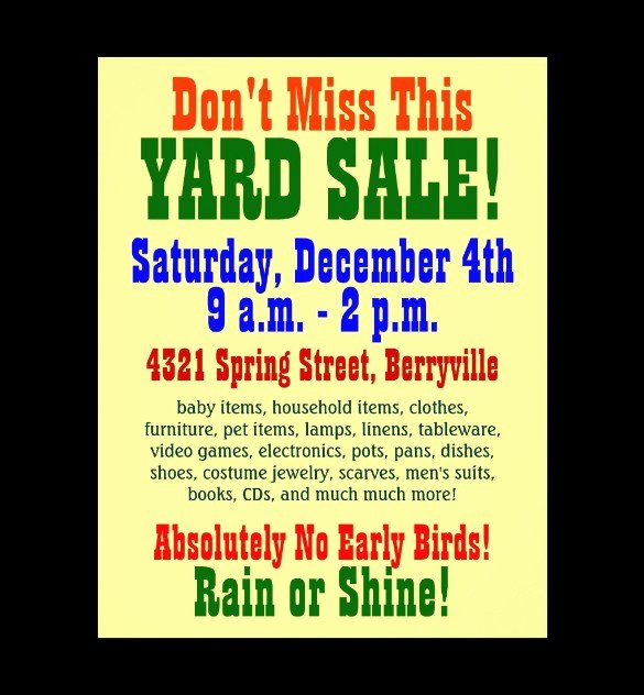 yard sale flyer template